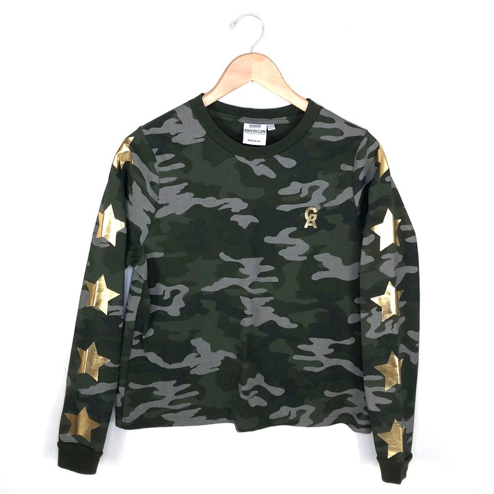 Good American Gold Star Camo Long Sleeve, Medium (Size 2)